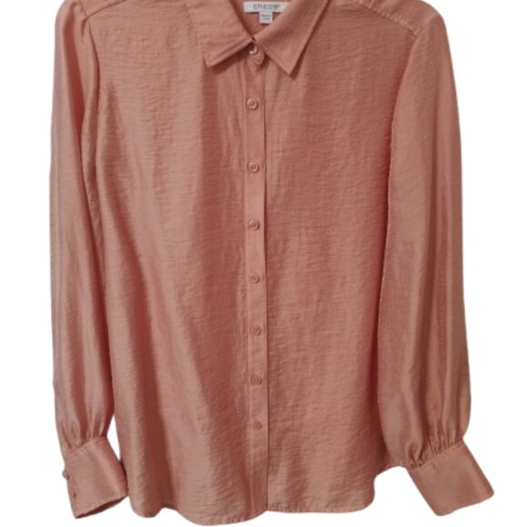 ☀️ Chico’s Salmon Gold Shimmer Blouse - Picture 5 of 5